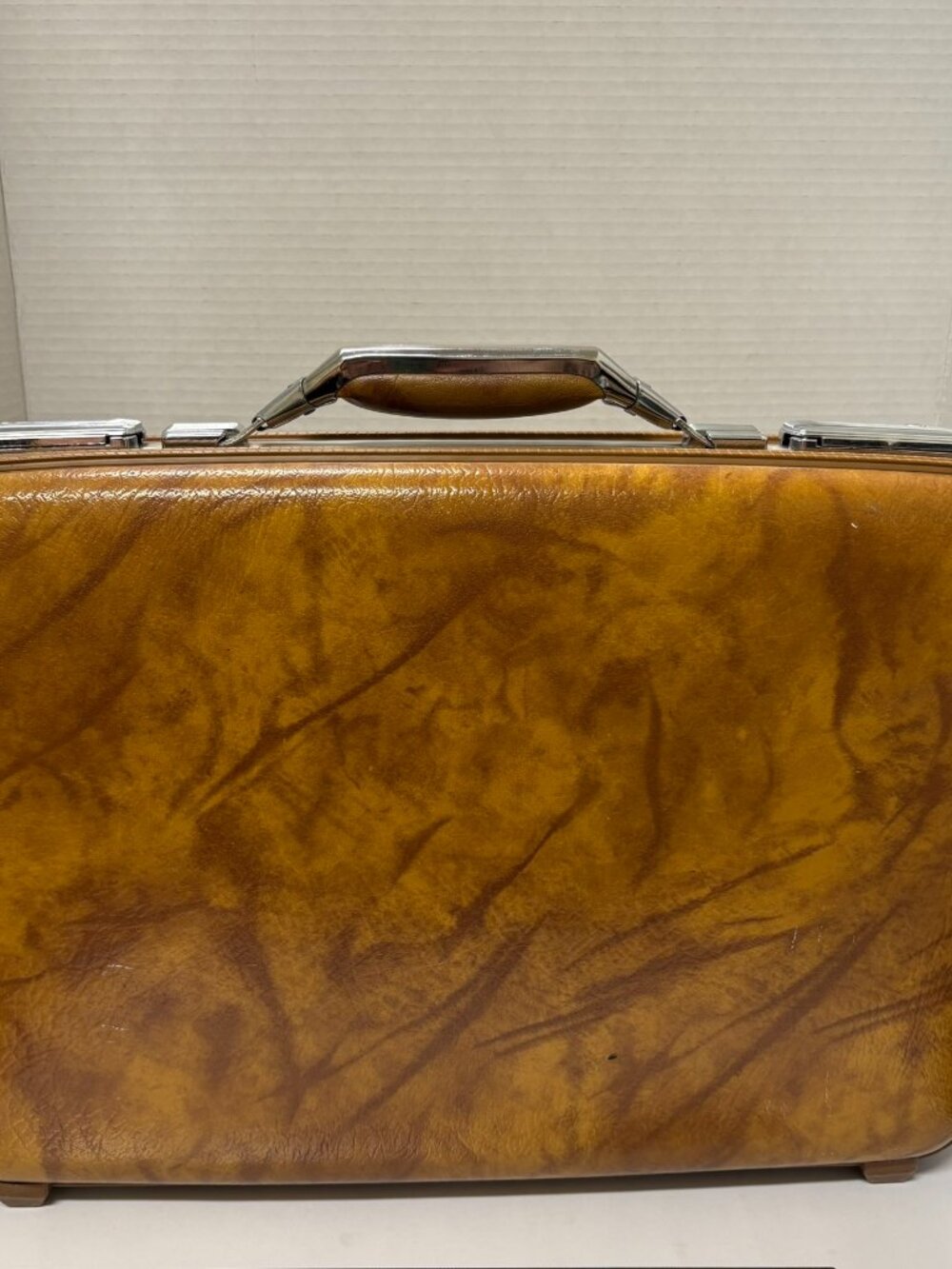 VTG 70s American Tourister Marble Brown Briefcase Attache Hard Briefcase no key